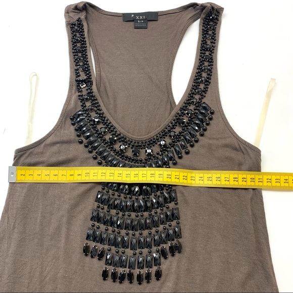 2/$20 XXI Forever 21 Brown Embellished Tank top Size Small - Picture 6 of 7